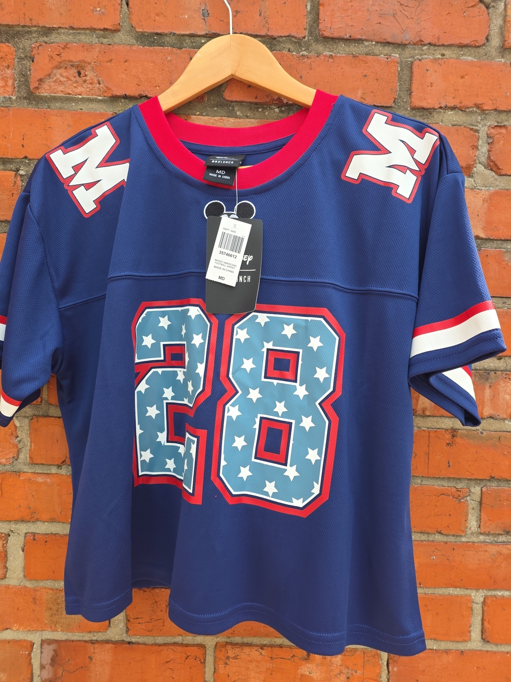 Disney Mickey Mouse Women's Cropped Football Jersey Medium NWT (Z)